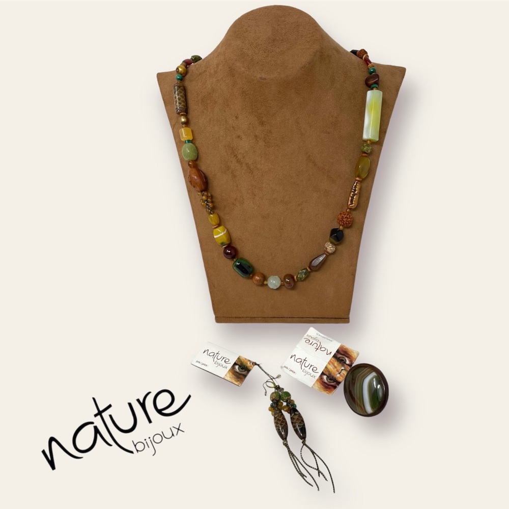 NATURE bijoux Long Necklace, Earring & Ring Set (3 Pieces Set)